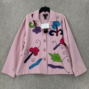 VTG ALLURE Embroidered Art to Wear Jacket Womens L Bright Abstract Floral READ‎